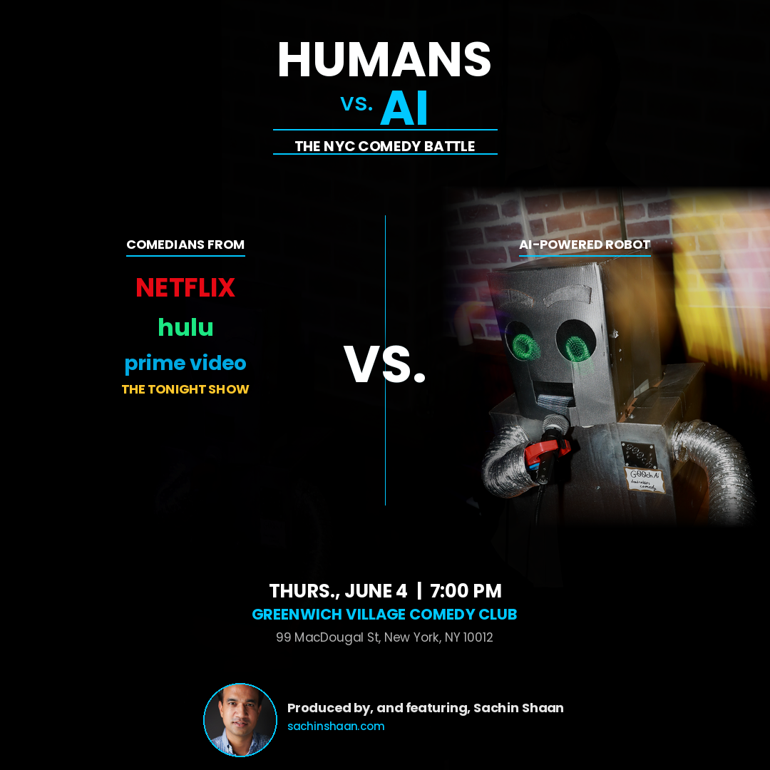 Photo of Humans Vs. AI: The NYC Comedy Battle. With Club Favorite Sachin Shaan