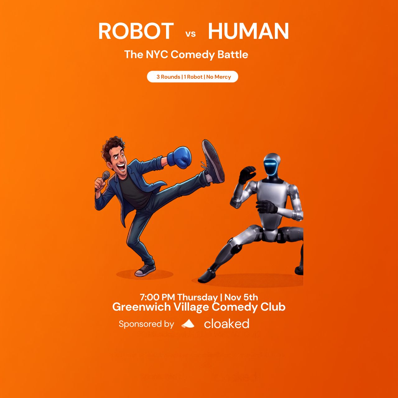 Photo of Cloaked Presents: Robot Vs. Human. The NYC Comedy Battle